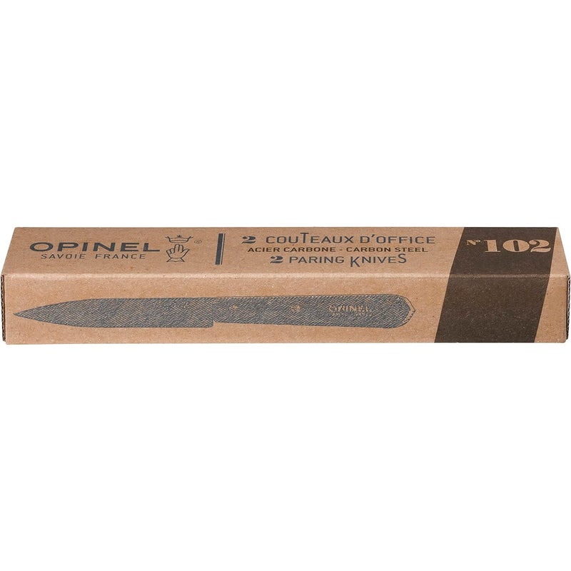 Opinel No. 102 Paring Knives 2 PIECE SET, Carbon Steel Everyday Use Prep Knives for Chopping, Peeling, Slicing, Trimming, Stabilized Sustainably Harvested Beechwood Handles, Made in France - Image 2